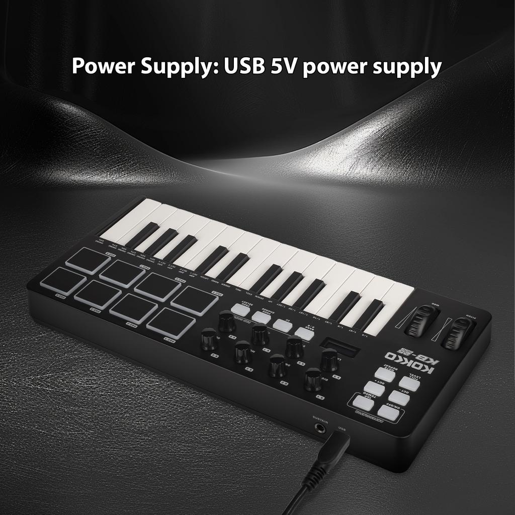 MIDI Keyboard Controller Beat Maker Machine 25 Keys MIDI Keyboard Portable Arranging Strike Pad