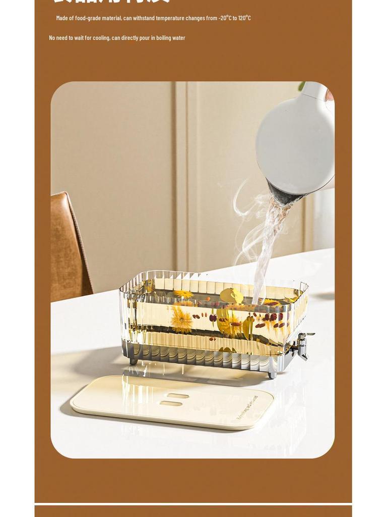 Large Capacity Summer Beverage Dispenser: High-Temperature & Drop-Resistant Cold Brew Kettle with Spigot