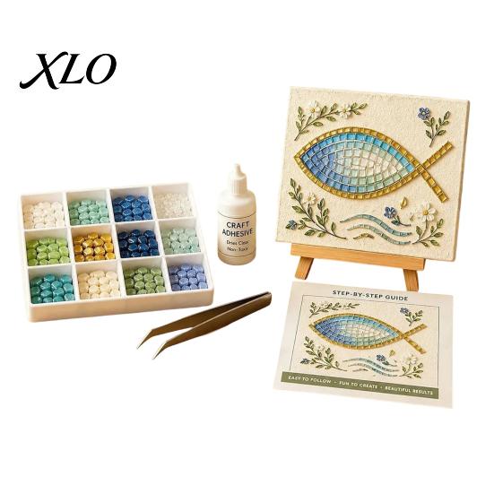 DIY Prayer Space Decorations Christian Sea Glass Art Kit, Religious Mosaic Kit for Adults, Faith Crafts Women Inspired Craft, Handmade Wall Decor Home