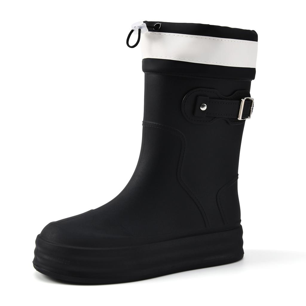 Fashion Rain Shoes Women's Waterproof Mouth Medium Tube Rain Boots Lightweight Waterproof Rubber Shoes Comfortable Work Outdoor Wading Shoes Women