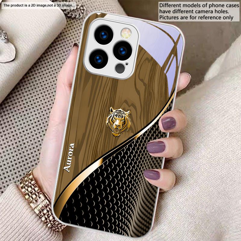 Милый золотой тигр коричневый Для iPhone 16 E 15 14 13 Plus 12 mini 11 Pro Max 11Pro XR Xs X 7 8 Plus 16E Закаленное стекло Чехол для телефона