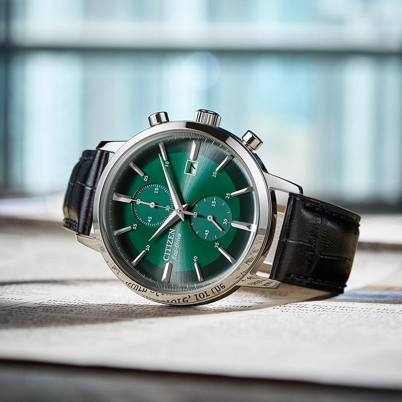 Citizen Коллекция Eco-Drive Часы с кварцевым механизмом на солнечных батареях Ремешок из натуральной кожи Мужские часы CA7069-24X