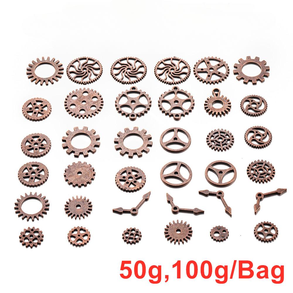 50/100g Vintage Mix Color Antique Mechanical Steampunk Cogs & Gears Charms Diy Jewelry Making Accessories Supplies