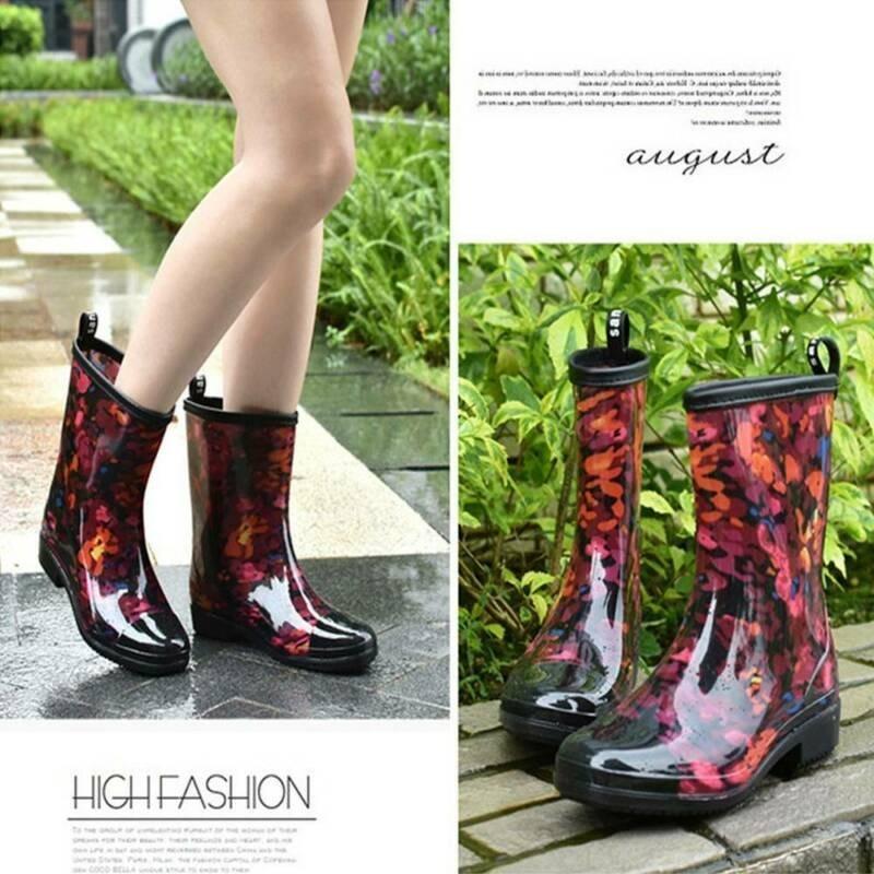 Женские резиновые дождевые сапоги с цветочным принтом, водонепроницаемые, фестивальные, веллингтоны, противоскользящая дождевая обувь