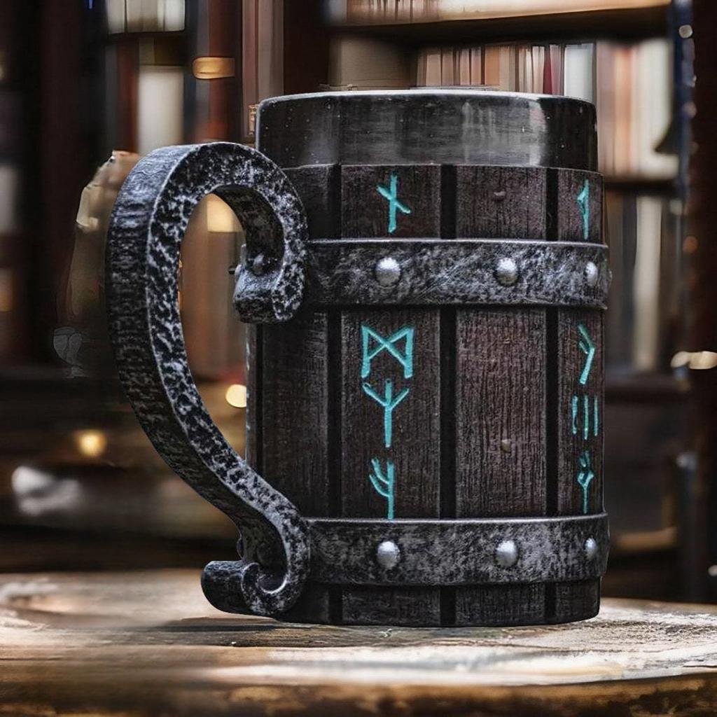 Винтажная дубовая бочка Viking, пивная кружка с вкладышем из нержавеющей стали, кофейная чашка, чайная кружка, большая вместительная кружка, подарок для паба-бара
