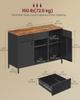 SONGMICS Storage Cabinet, Metal Cabinet, Sideboard with 2 Doors, Magnetic Closure, Adjustable Shelves, Steel Frame, Rustic Brown and Matte Black U