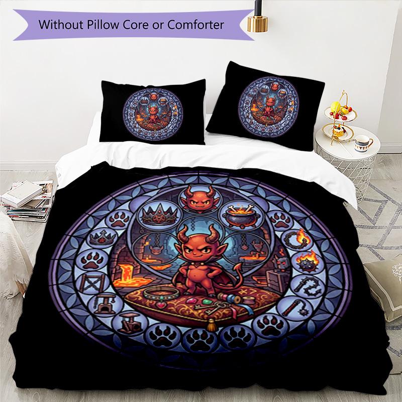 Devilish Glass Pattern Bedding,Quilt Set Quilt Cover Pillowcase Home Birthday Gift (1*duvet cover+2*pillowcase,without core)