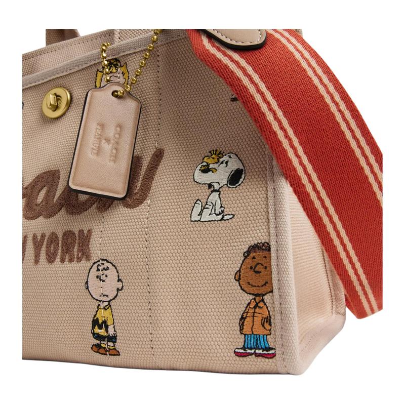 COACH handbag PEANUTS Snoopy joint model FRIENDS CARGO 26 brand logo embroidery design canvas and grosgrain tote bag shopping bag shoulder crossbody