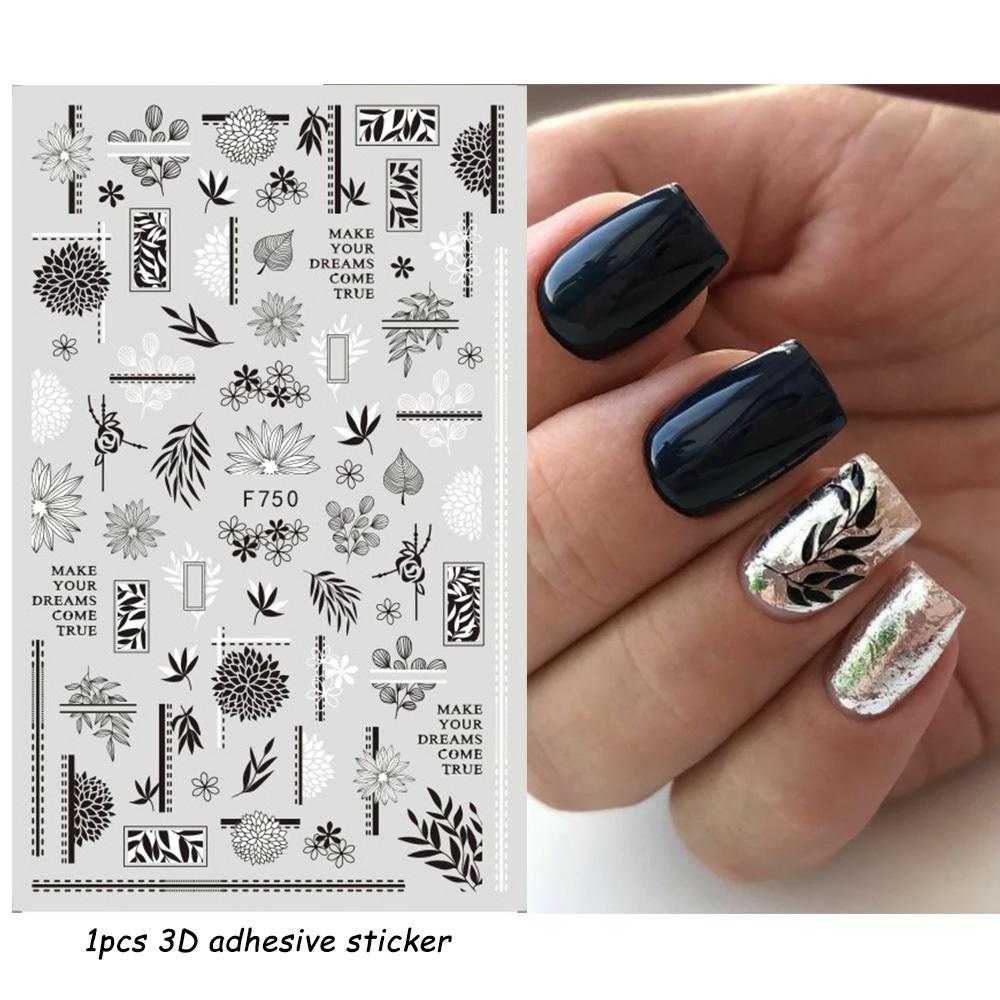 Красочные абстрактные волнистые линии 3D наклейки для дизайна ногтей цветок цветочный лист наклейки для ногтей украшения для ногтей