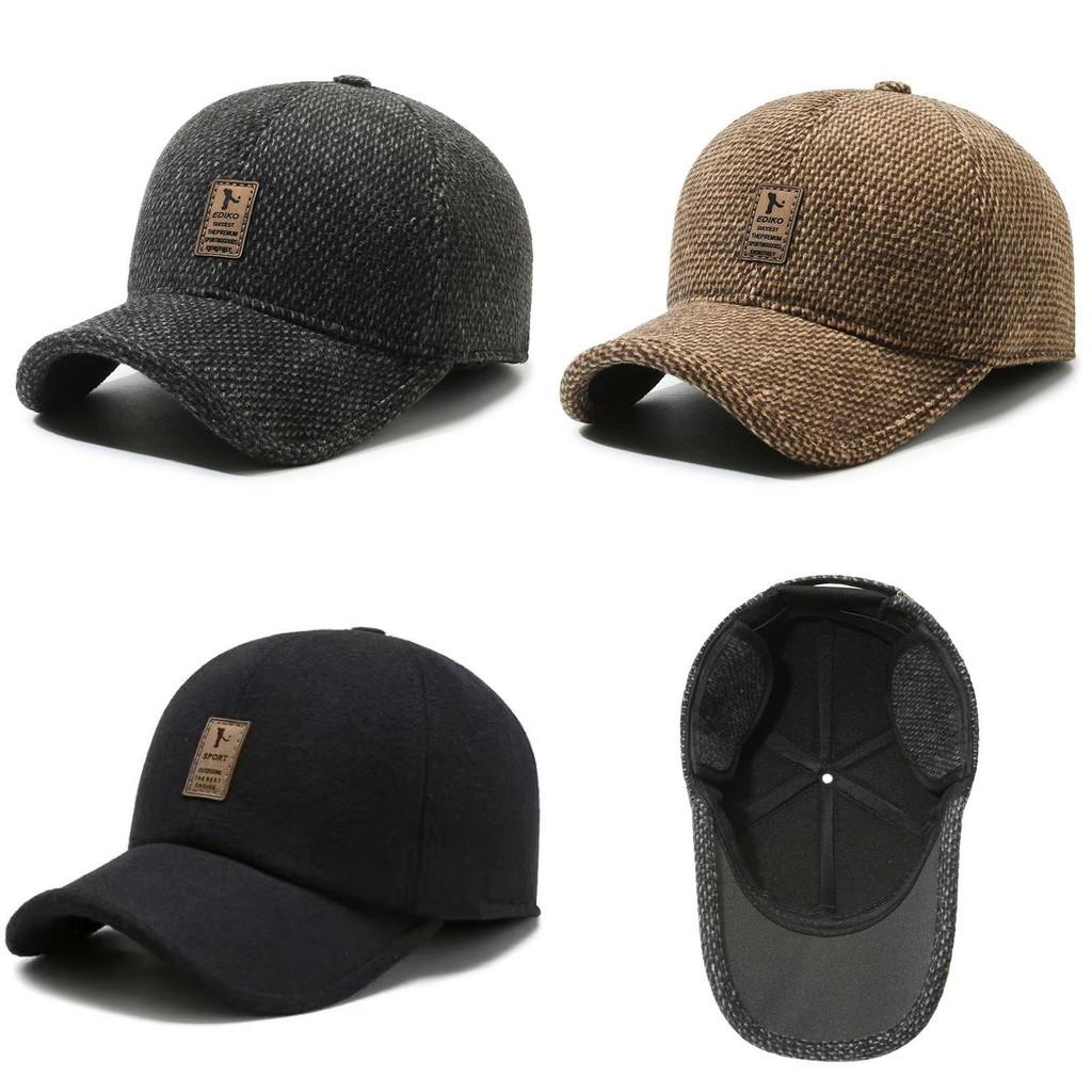 Warm Men's Winter Baseball Cap For Middle-aged Seniors In Thickened Wool Blend Design