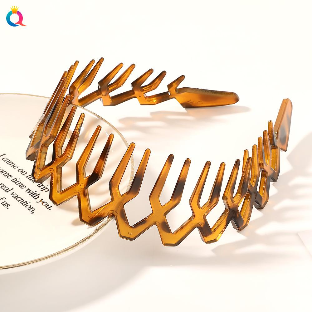 Нескользящая зубчатая повязка на голову с нажимом на волосы, челка, сломанная повязка на голову, простая черная коричневая повязка на голову для женщин