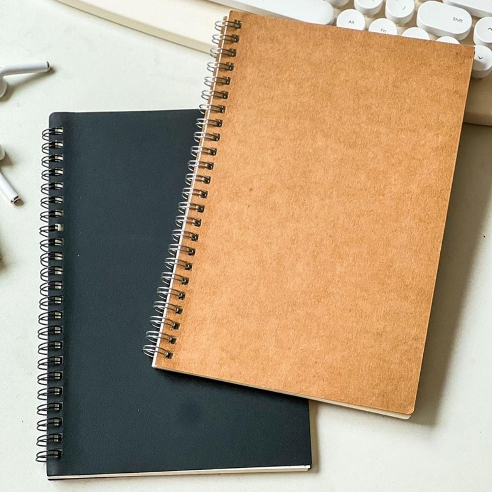 Unlined Kraft Paper Sketchbook Retro a5 Notebook Natural Spiral Coil Book Drawing Painting
