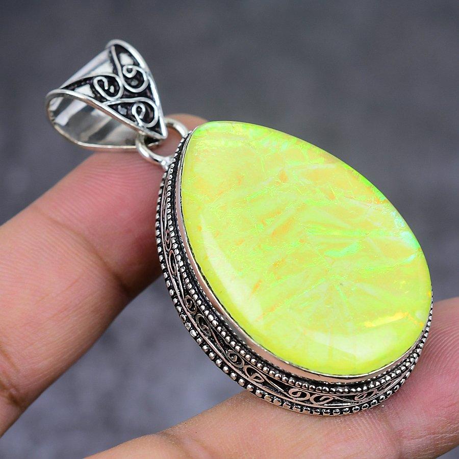 Подвеска из натурального желтого триплетного опала из стерлингового серебра 925 пробы 2,21 дюйма n5c83