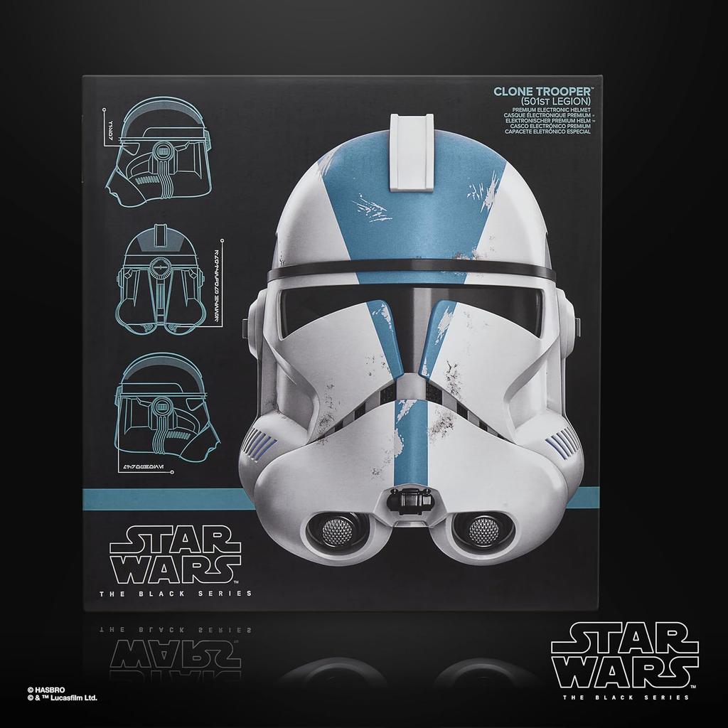 Электронный шлем клона-солдата 501-го батальона из серии Star Wars Black Series Premium от Hasbro.