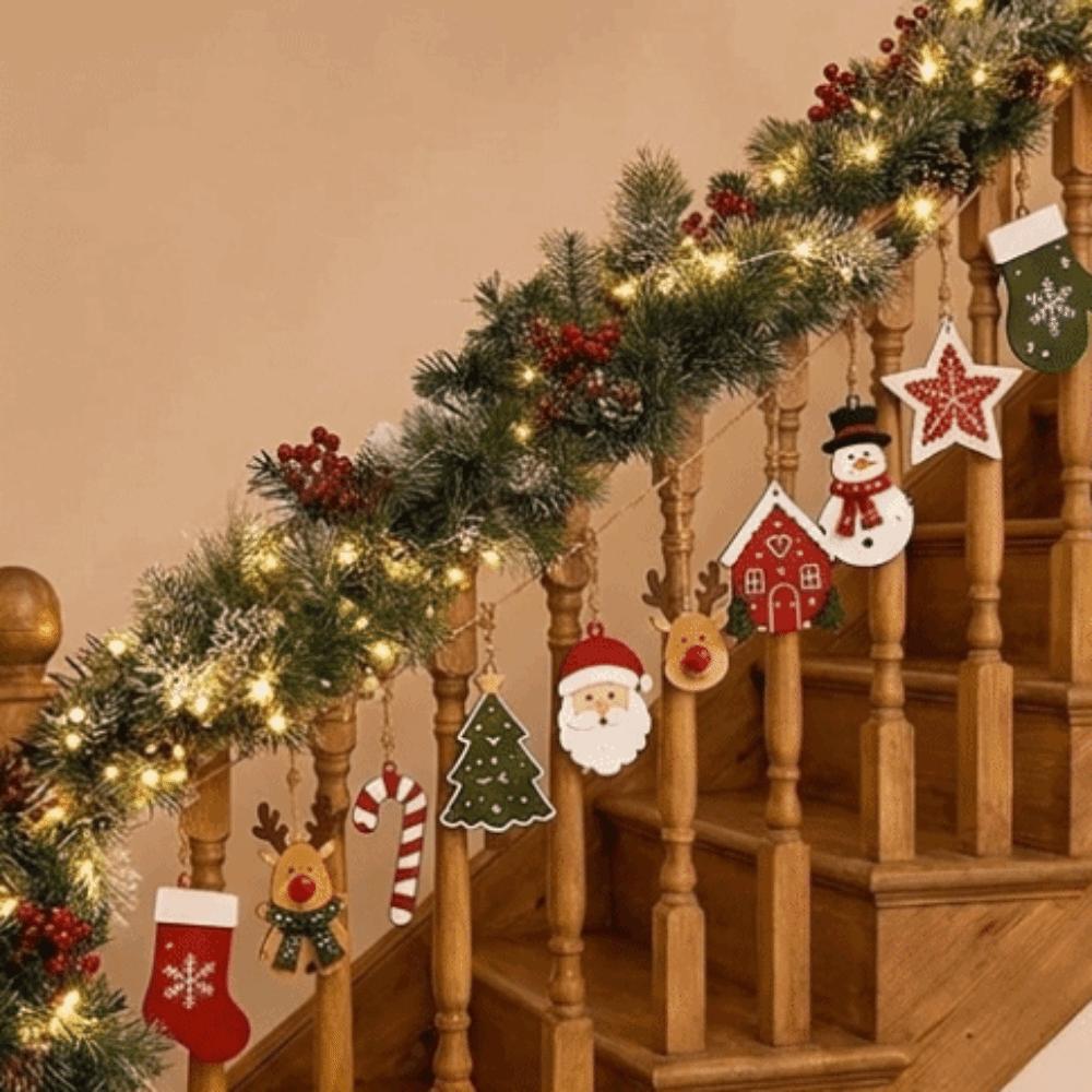 10Pcs DIY Christmas Hanging Ornaments Santa Claus Wall Party Holiday Decorations Winter