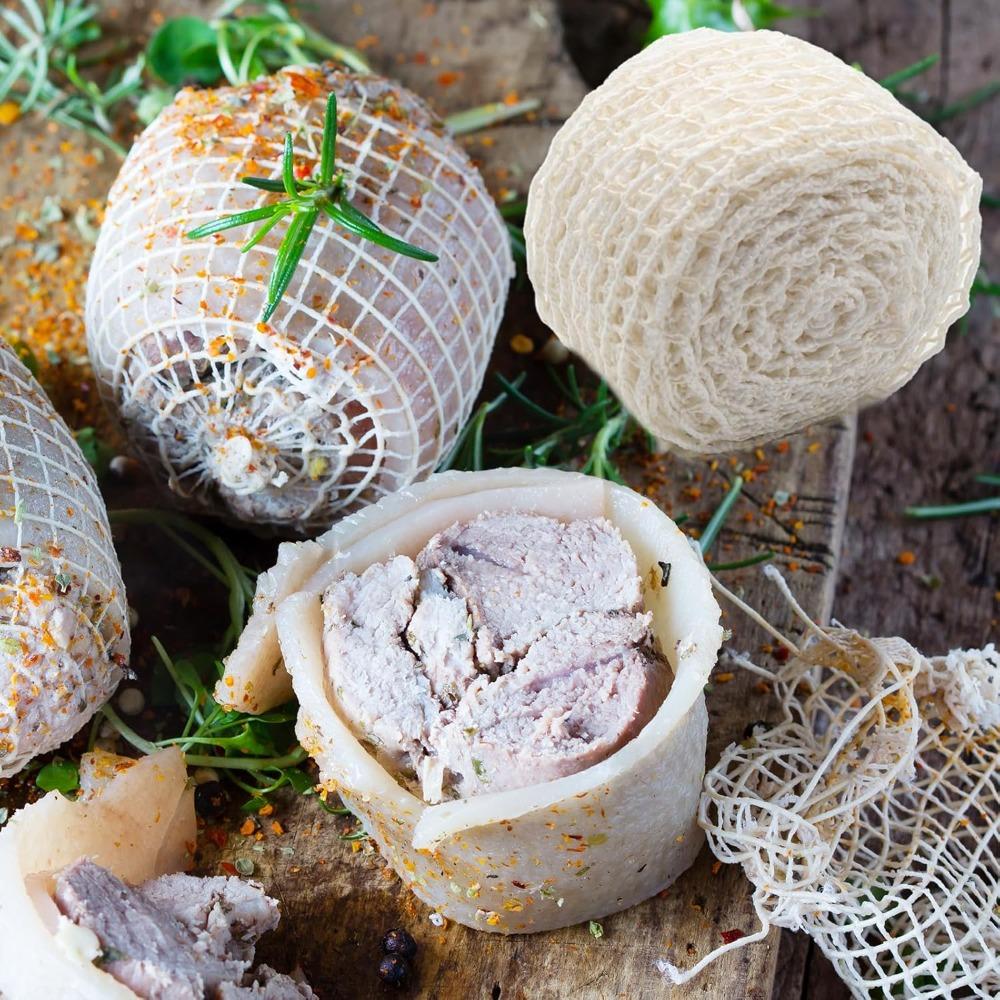 3м Хлопковая Сетка для Мяса Рулон, Эластичная Сетка для Мяса Ветчины Конопляная Сетка Рулон Упаковочная Сетка, Сетка для Говядины Рулон для Приготовления Мяса Изготовления Колбасы