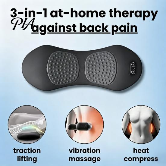Portable Heated Massage Pillow 3-in-1 Lumbar Support Pillow, Triple Fusion Lower Back Massager with Heat, Vibration, Electric for Office Chair