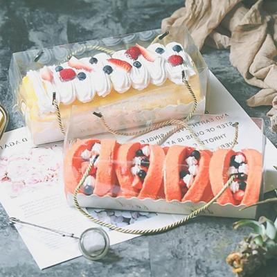 10 шт. с ремешком, прозрачные креативные коробки для упаковки рулетов для здорового торта, контейнеры для тортов