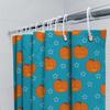 Halloween-Themed Shower Curtain With Blue Background And Pumpkin Pattern Suitable For Bathroom Decor Washable Waterproof Fabric