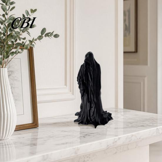 Halloween Decoration 3D Printed Faceless Statue, Mysterious Hooded Figurine, Minimalist Art Sculpture for Desk Gothic Home Decor Bookshelf,