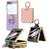 Samsung Zflip6 Small Fragrant Style Mobile Phone Case Creative Folding Shell Film Mobile Phone Electroplating Ring Bracket Protection Case