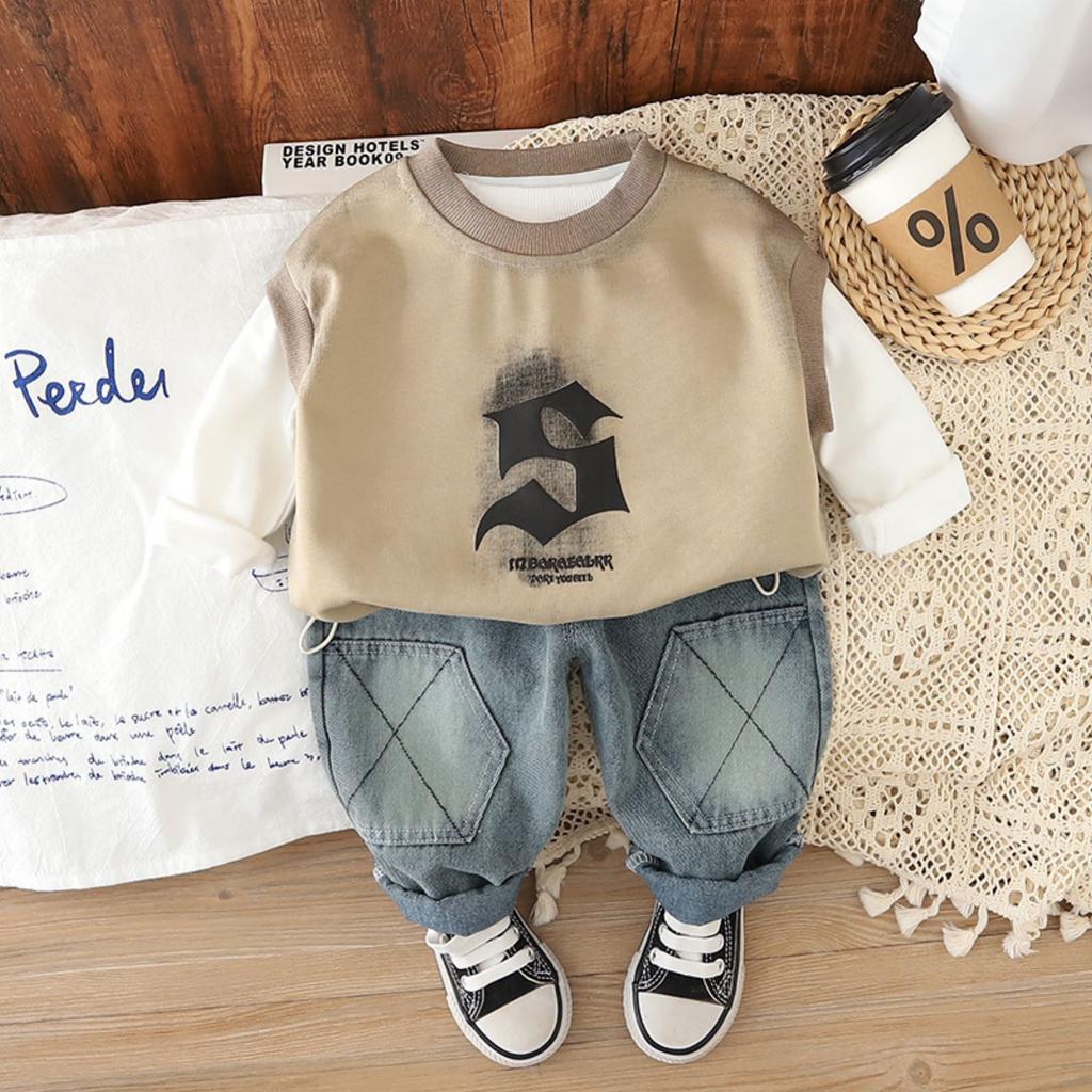 Детский повседневный комплект с длинным рукавом, удобные наряды для повседневной носки