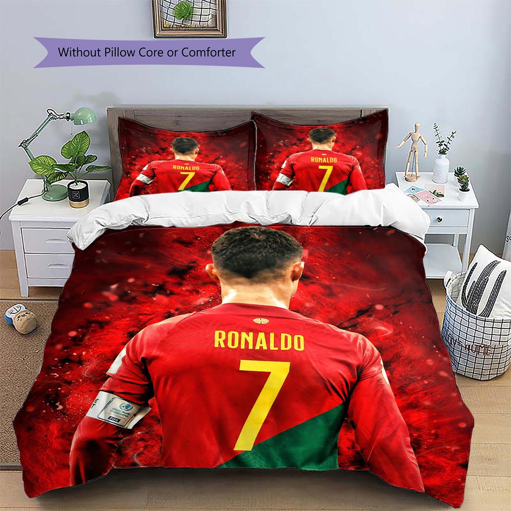 Криштиану Роналду  Постельное белье с рисунком  Комплект с одеялом  Домашний декор  Подарок (1 пододеяльник + 2 наволочки без наполнителя)