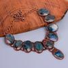 Oval Labradorite Gemstone Copper Birthday Chain Electroformed Necklace Jewelry V-85