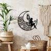 1pc Moon Fairy Metal Sign 3D Hollow Metal Silhouette for Room and Outdoor Decor Charming Fairy Wall Art for Home and Funny Decor