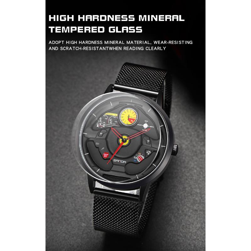 SANDA Мужские часы полые кварцевые часы с рулевым колесом кварцевые часы крутые повседневные индивидуальные водонепроницаемые кварцевые часы