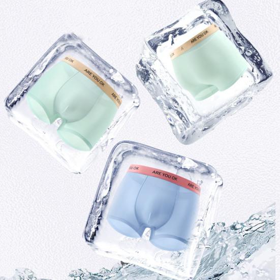 Мужские трусы-боксеры средней посадки, цветные шорты из ледяного шелка, ультратонкие дышащие летние трусы