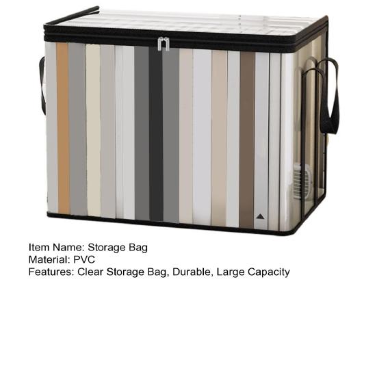 yangyizhi Clothes Storage Bag, Transparent Large Capacity Book Organizer, with Zipper And Handle Design, Portable Bag for Home Dormitory