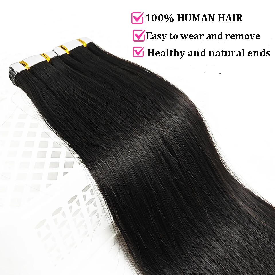 100% Натуральные Волосы Реми Прямые Ленточные Накладные Пряди Skin Weft Натуральные Гладкие Высокое Качество Для Салонного Использования