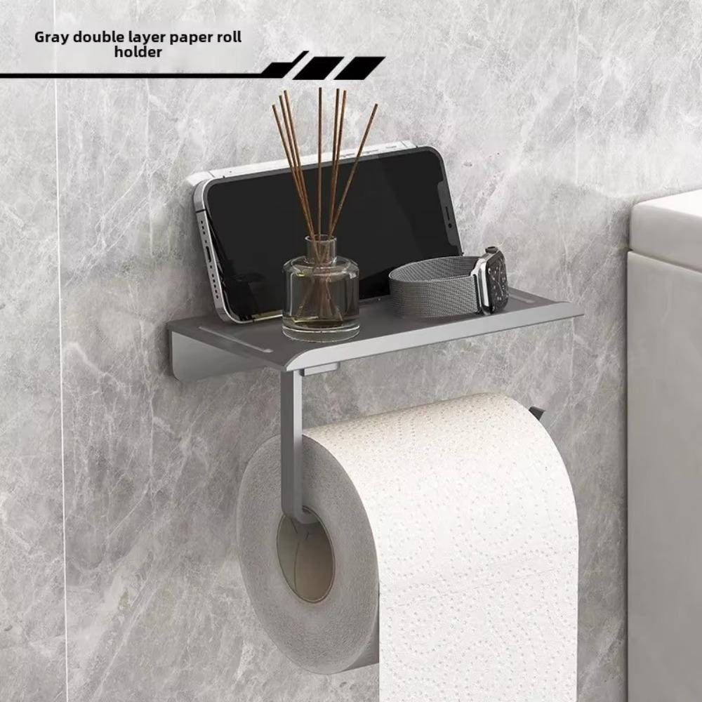 No Punching Toilet Paper Roll Holder Plastic Self Adhesive Bathroom Tissue Paper Holder Easy Installation Wall Mounted