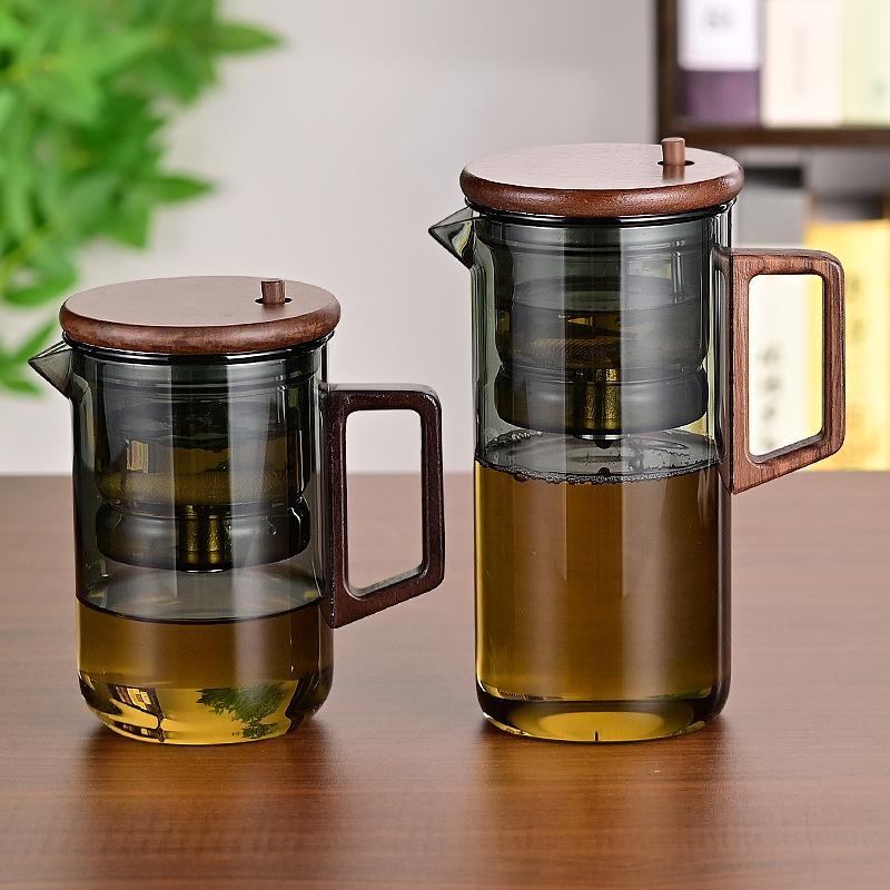 Stainless Steel Teapot Accessories Heat-resistant Glass Black Walnut One Keyed Water Thickening Household Tea Separation Cup New