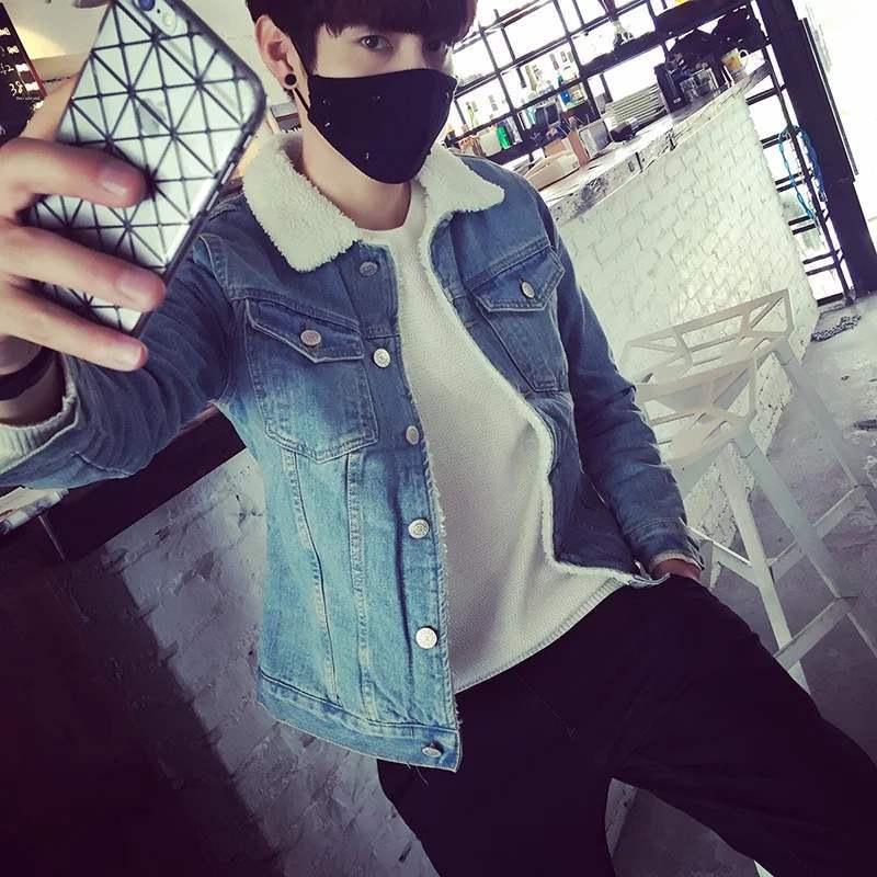 Японская ретро-бархатная джинсовая куртка с подкладкой из овечьей шерсти — зимний тренд для студентов и пар