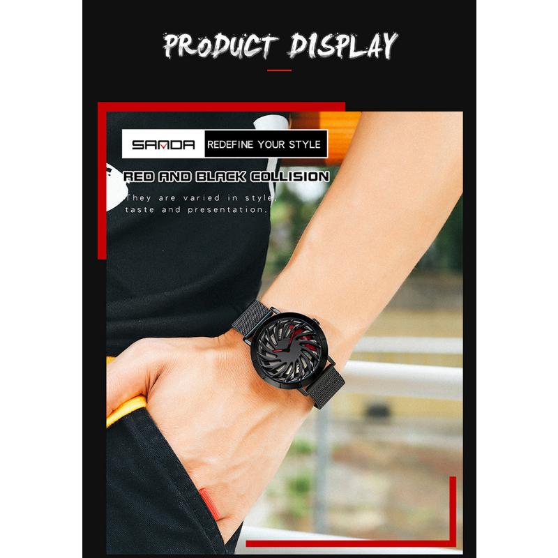 Сеть новых продуктов с кварцевыми часами Модные трендовые часы Простые креативные кварцевые мужские часы с полым автомобилем на колесиках