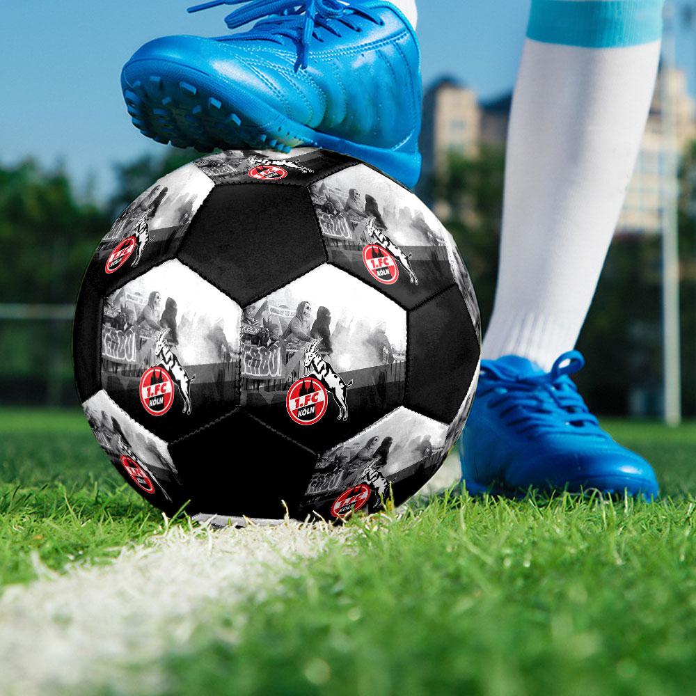 Koln FC Size 5 Soccer Ball, Machine-Stitched PVC, Durable & High Bounce, All Ages Fit, fan merchandise, matches & outdoor use.