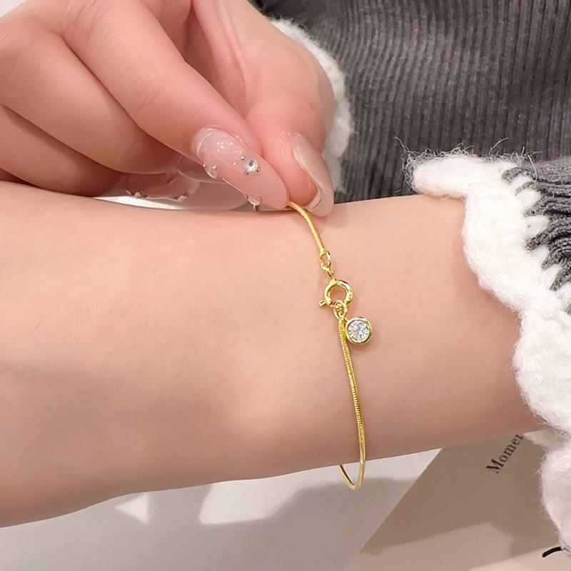 Элегантный женский круглый браслет-пузырь с одним бриллиантом: Универсальный стиль высокого класса