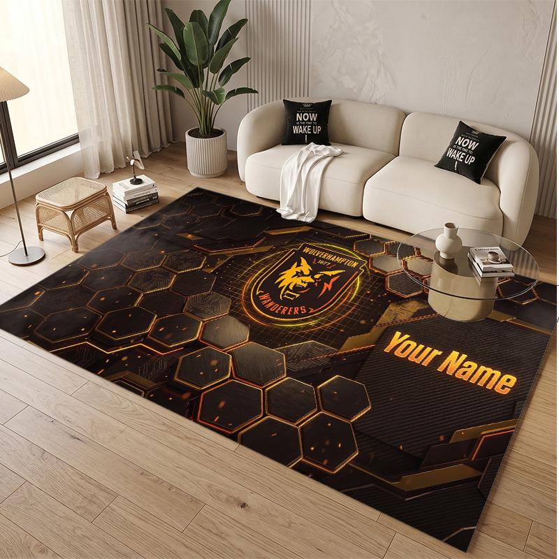 Personalized Crystal Velvet Carpet Wolverhampton Wanderers Football Pattern Non Slip Floor Rug