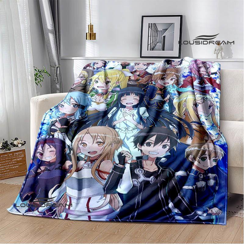 Мультяшные пледы с принтом Sword Art Online Плед для пикника Теплые фланелевые пледы Постельные принадлежности для дома Подарки на день рождения