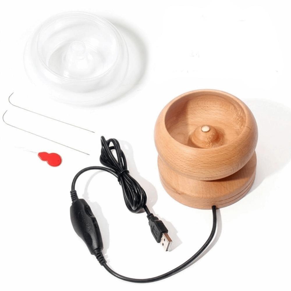 Solid Wood Electric Spinning Bead Bowl Easy Rotation Bead Loader Spinner Jewelry Making