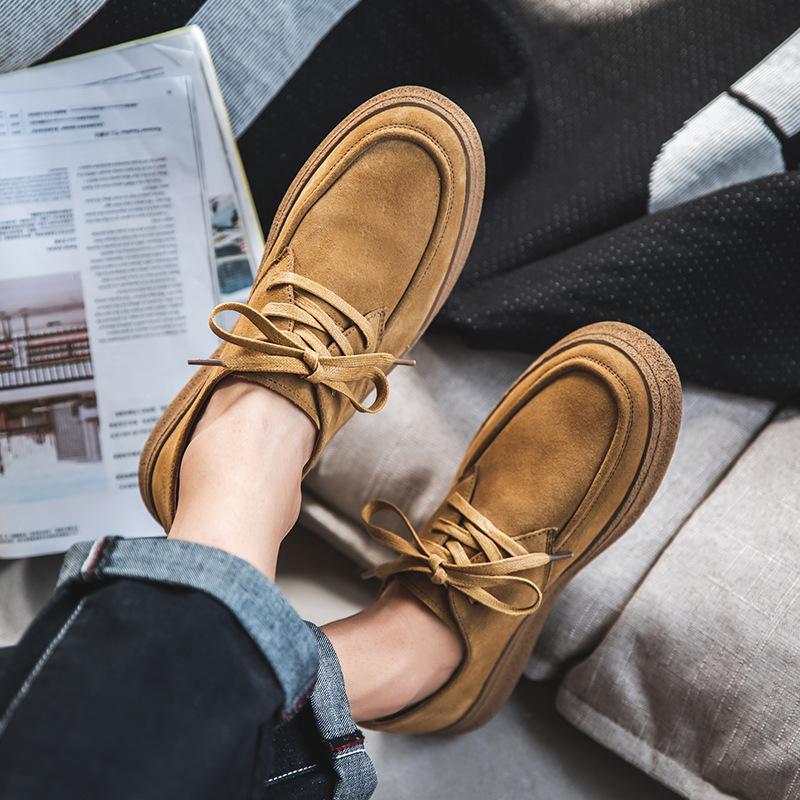 Fashion Cowhide Men's Shoes Fashionable Shoes Versatile Shoes Low Top Boots Retro Casual Leather Shoes Men's British Work Shoes