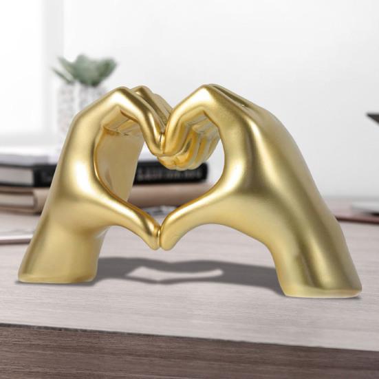 Love Heart Hand Figurine Heart-shaped Gesture Resin Statue Sculpture Home Office Wedding Party Desktop Decoration Ornament