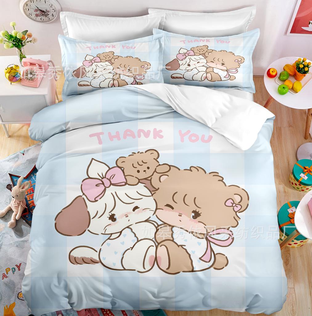 Kawaii MIKKO Bedding Sets Comforter Quilt Bed Cover Duvet Cover Pillow Case 2-3 Pieces Sets Kids Adult Size Cartoon Decoration