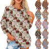 Women's T Shirt Flannel Print Tunic Long Sleeve Party  Round Neck  Tops