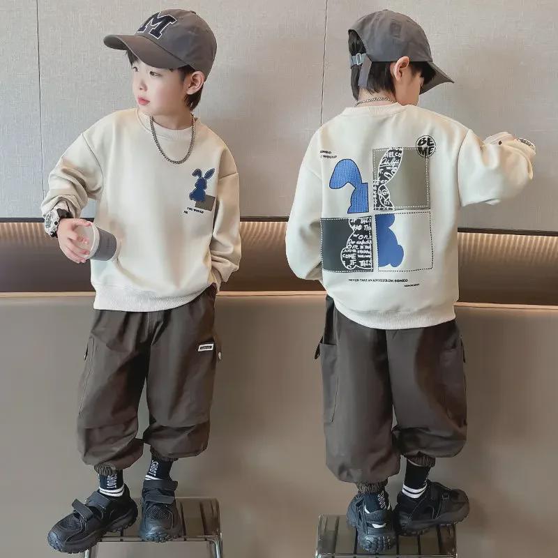 2024 Мальчики Круглый вырез Свитшот - Весна/Осень Модный Топ для Детей