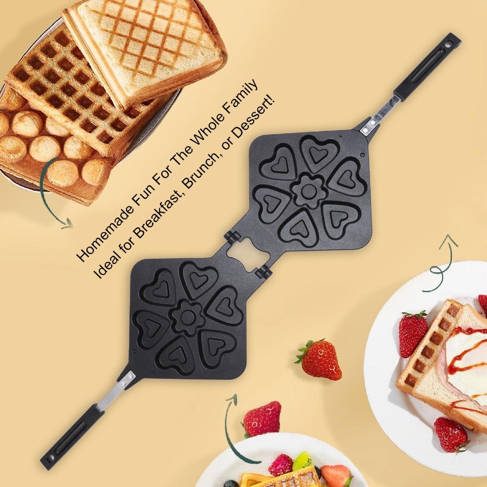 Nonstick Coating Heart Waffle Maker Pan Double Sided Waffle Baking Mold Breakfast
