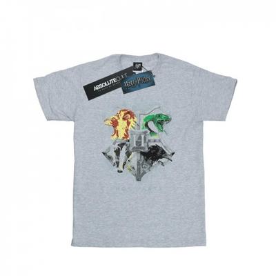 Женская/дамская футболка бойфренда из хлопка с изображением герба Хогвартса