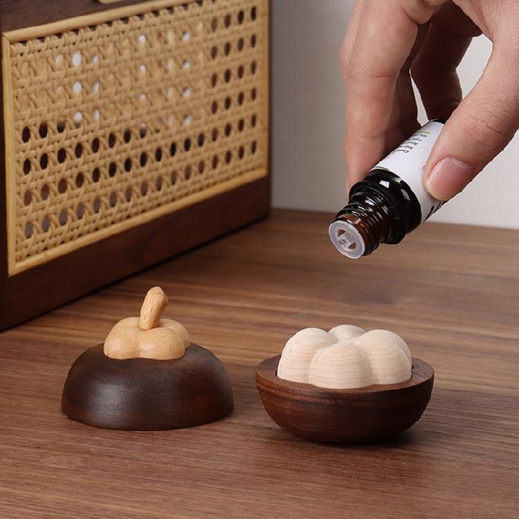 Wood Essential Oil Diffuser Mangosteen Shape Aromatherapies Diffuser for Home Office Bedroom Car Decors Oil Diffusers